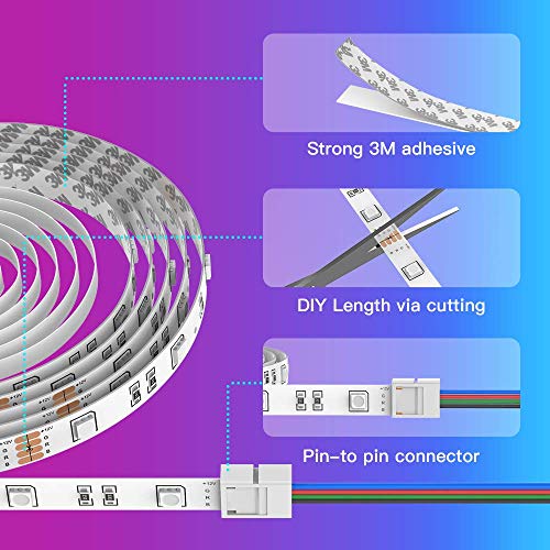 WiFi Tira LED 15M - Nobent 5050 SMD Luces LED Regulable Sync con Música, Tira LED RGB Inteligente Control Remoto por APP, Compatible con Alexa, Google Home para el Hogar, Fiesta, TV(solo 2.4G WiFi)