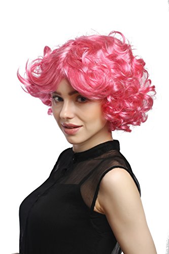 WIG ME UP- DEC31-PC28/41 Peluca señoras Cosplay Carnaval Cortos rizos Rosa Pink voluminoso Popstar 80