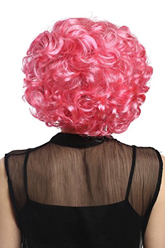 WIG ME UP- DEC31-PC28/41 Peluca señoras Cosplay Carnaval Cortos rizos Rosa Pink voluminoso Popstar 80