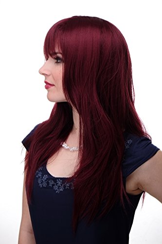 WIG ME UP- peluca de mujer pelo liso rojo granate flequillo aprox. 55 cm de longitud 3280-39