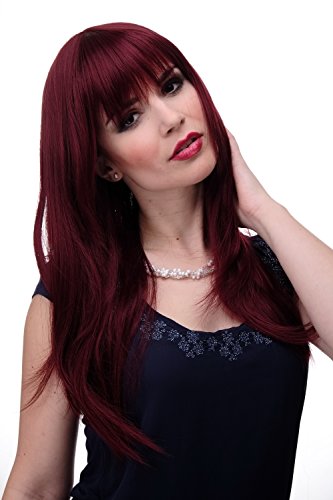 WIG ME UP- peluca de mujer pelo liso rojo granate flequillo aprox. 55 cm de longitud 3280-39