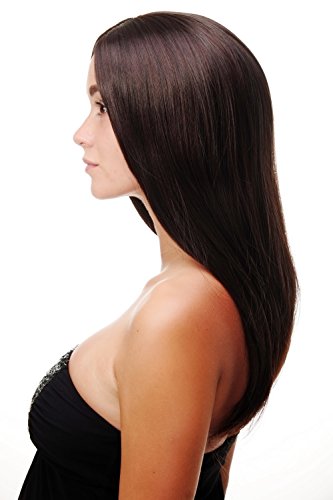 WIG ME UP- peluca de mujer wig mezcla de marrón muy oscuro y castaño caoba pelo largo liso raya en medio aprox. 60 cm SA-151-2T33