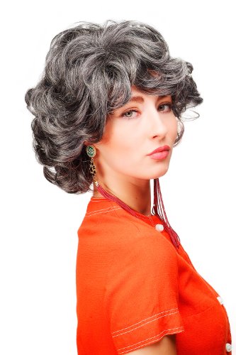 WIG ME UP- Peluca para mujeres rizos pelo rizado voluminoso negro y gris TYW60283-44