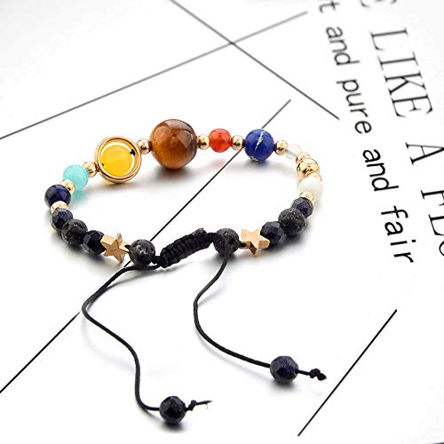 WikiMiu Pulseras para Mujer, Pulsera de Ocho planetas del sistema solar, Joyería personalizadas de moda, Regalo para mujer para el día de san valentín de cumpleaños