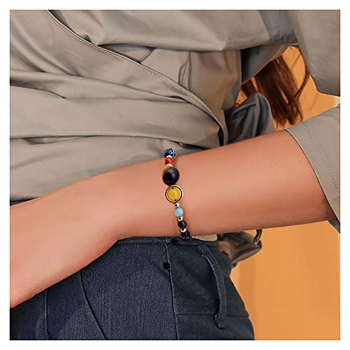 WikiMiu Pulseras para Mujer, Pulsera de Ocho planetas del sistema solar, Joyería personalizadas de moda, Regalo para mujer para el día de san valentín de cumpleaños
