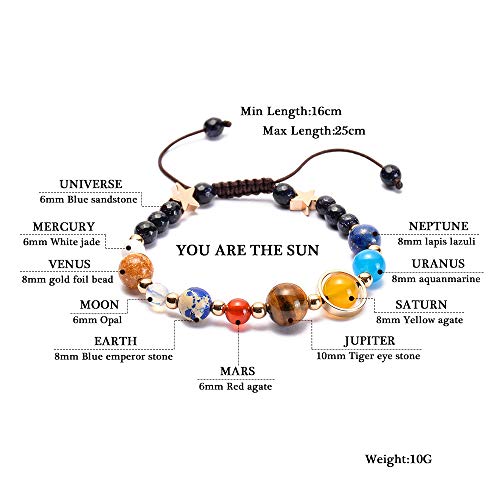 WikiMiu Pulseras para Mujer, Pulsera de Ocho planetas del sistema solar, Joyería personalizadas de moda, Regalo para mujer para el día de san valentín de cumpleaños