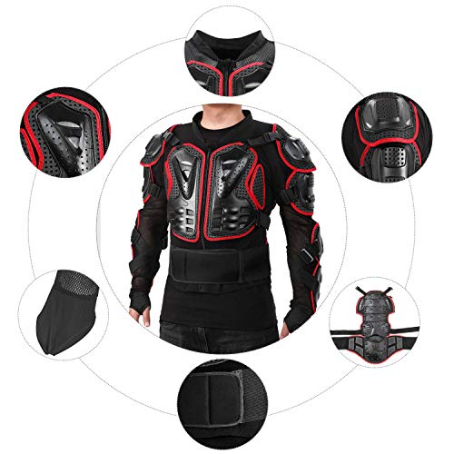 WILDKEN Chaqueta de Protección para Motocross Motos Ropa Protectora de Cuerpo Armadura Completo Profesional de Motocicleta Deportiva para Hombres Columna Vertebral Hombro Mujer Pecho (Rojo, S)