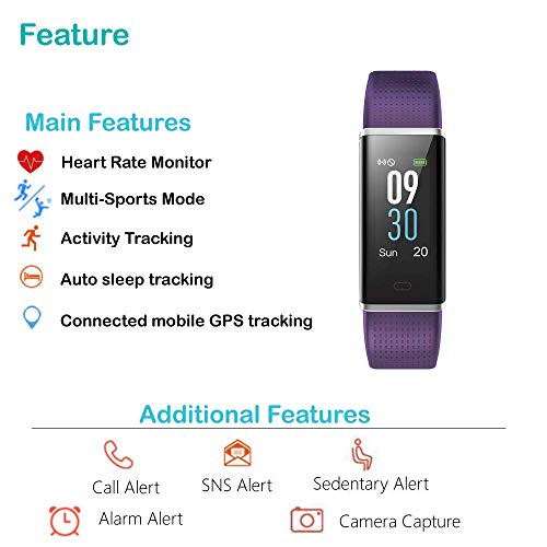 Willful Pulsera Actividad Impermeable IP68 con 14 Modos de Deporte,Pulsera Inteligente con Pulsómetro, Monitor de Calorías, Sueño,Podómetro,Pulsera Deporte para Android y iOS Teléfono móvil (púrpura)