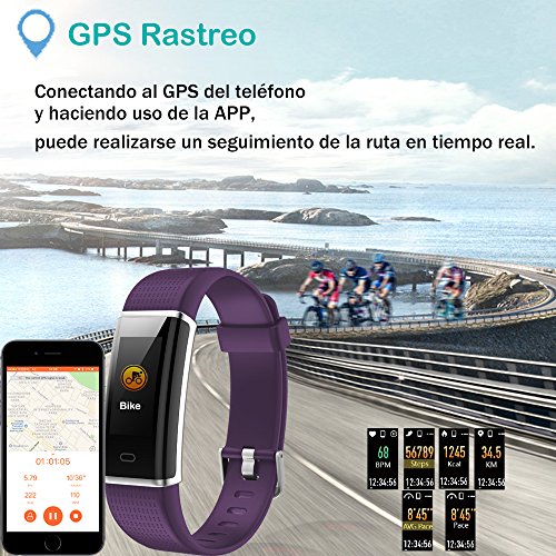 Willful Pulsera Actividad Impermeable IP68 con 14 Modos de Deporte,Pulsera Inteligente con Pulsómetro, Monitor de Calorías, Sueño,Podómetro,Pulsera Deporte para Android y iOS Teléfono móvil (púrpura)