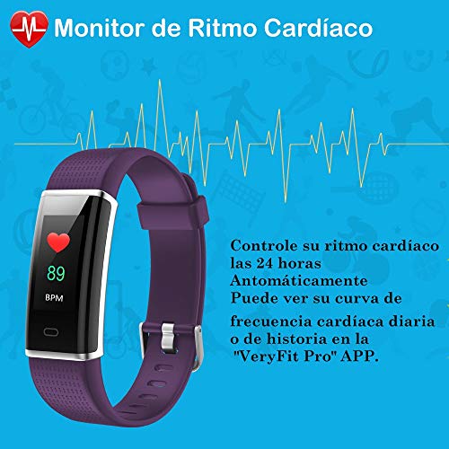 Willful Pulsera Actividad Impermeable IP68 con 14 Modos de Deporte,Pulsera Inteligente con Pulsómetro, Monitor de Calorías, Sueño,Podómetro,Pulsera Deporte para Android y iOS Teléfono móvil (púrpura)