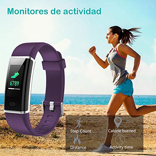 Willful Pulsera Actividad Impermeable IP68 con 14 Modos de Deporte,Pulsera Inteligente con Pulsómetro, Monitor de Calorías, Sueño,Podómetro,Pulsera Deporte para Android y iOS Teléfono móvil (púrpura)