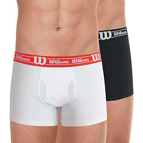 Wilson Calzoncillos de Microfibra y Malla, Bóxers para Hombre (Pack de 2), BLANCO/NEGRO, M
