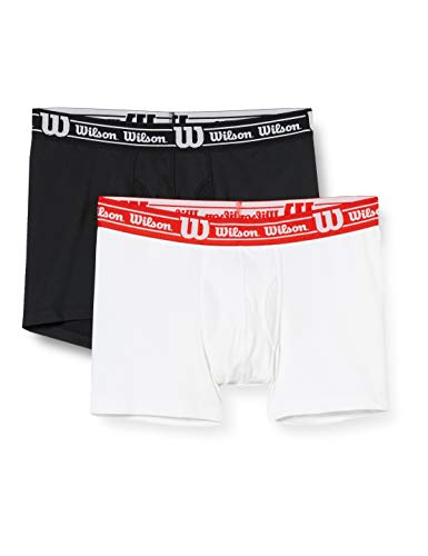 Wilson Calzoncillos de Microfibra y Malla, Bóxers para Hombre (Pack de 2), BLANCO/NEGRO, M