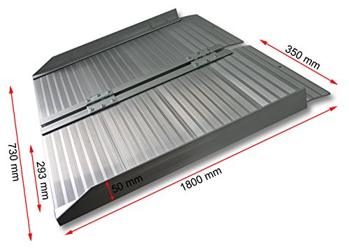 WilTec Rampa Silla Ruedas Plegable 183cm 270kg Aluminio portátil Minusválidos Acceso Sin barreras Plana