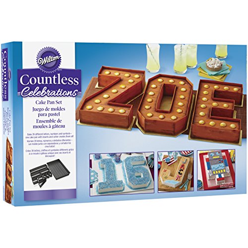 Wilton Molde Antiadherente para Hornear Tartas de Números Celebraciones ZOE, 2105-0801, Aleación, Multicolor, 38 x 23 x 5 cm