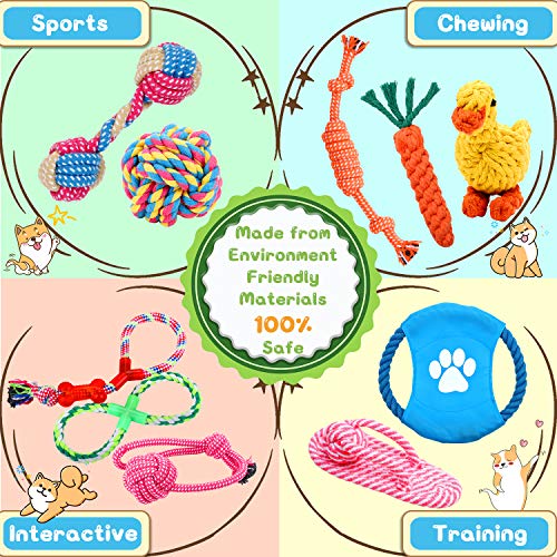 Wimypet 10 Piezas Juguetes de Cuerda para Perros, Grupo de Juguetes para Perros, Durable Masticable Cuerda Soledad para Pequeñas y Medianas Perros, Mantener a Su Perro Sano, Seguro, no Tóxico