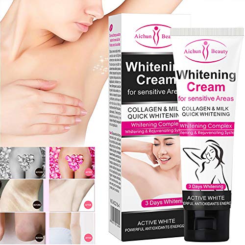 WINBST Crema blanqueadora para Las Axilas Naturales Crema blanqueadora Armpit Blanqueamiento de la Piel Oscura Cuerpo blanqueador para áreas sensibles
