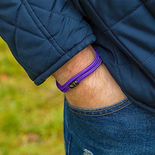 Wind Passion Pulsera Morada Magnética de Cuerda Trenzada Nautica para Hombre y Mujer, Tall Medium