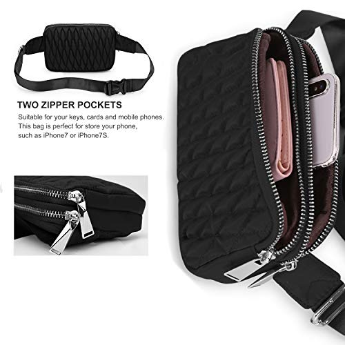 Wind Took Mini Riñoneras Mujer Riñonera de la Moda Riñonera Running Impermeable Bolso Bandolera Bolsa de Cintura Riñonera Viajer y Trabajo 18x4x12cm 18x4x12cm Negro