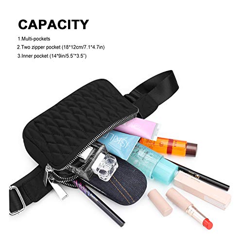 Wind Took Mini Riñoneras Mujer Riñonera de la Moda Riñonera Running Impermeable Bolso Bandolera Bolsa de Cintura Riñonera Viajer y Trabajo 18x4x12cm 18x4x12cm Negro