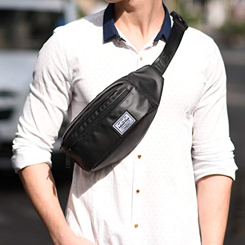 Wind Took riñonera de nailo Bolsa de Cintura Impermeable riñonera despotiva riñoneras de Hombre y Mujer riñonera de Moda para Corre al Aire Libre 35x8x13cm,Negro
