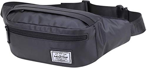 Wind Took riñonera de nailo Bolsa de Cintura Impermeable riñonera despotiva riñoneras de Hombre y Mujer riñonera de Moda para Corre al Aire Libre 35x8x13cm,Negro