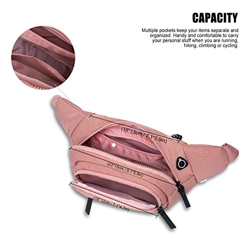 Wind Took riñoneras desportivas cinturón Ajustable riñonera Running Impermeable riñoneras Hombre y Mujer Multifuncional riñoneras a la Moda Rosa Claro