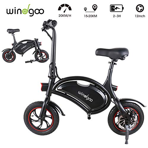 Windgoo Bicicleta Electrica 36V Plegable - E-Bike 12", Actualizar Bici Electrica Urbana Ligera para Adulto (Negro)