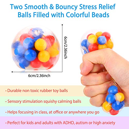 Winload Bolas Antiestres, 4 Piezas Pelotas Antiestres y 3 Piezas Uguetes de Estiramiento Sensorial Fidget por Add, ADHD, Autismo, Squishy Ball Alivia estrés para Niños y Adultos