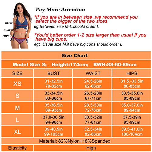 WIN.MAX Bikinis Mujer 2019,Bikinis Mujer 2019 Brasileños,Bikini Push Up con Relleno,Bañadores de Mujer,Playa de Verano Bañador,Bikini Talla Grande,Ideal para Nadar,Vacaciones(Azul Oscuro, EU34-36)