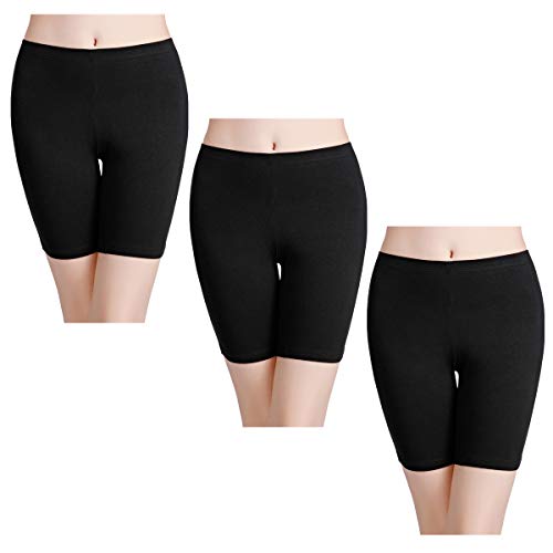 wirarpa Bragas Mujer Leggings Cortos Boxer Algodon Shorts Pantalones Deportivas 3 Pack para Running, Yoga y Ejercicio (Negro, XXX-Large (58))
