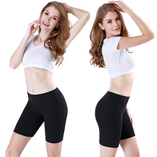 wirarpa Bragas Mujer Leggings Cortos Boxer Algodon Shorts Pantalones Deportivas 3 Pack para Running, Yoga y Ejercicio (Negro, XXX-Large (58))
