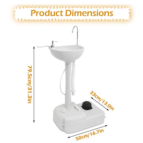 WISAMIC Lavamanos portátil - Lavado de Manos Saneamiento con Ruedas Lavamanos Lavamanos