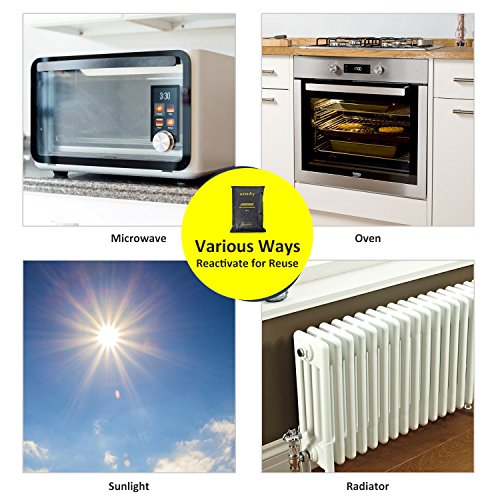 wisedry 500 Gramos x 2 Paquetes [2.2 lbs] Regeneración Gel De Sílice Desecante Los Paquetes Microondas Reactivado rápido Desecante bolsitas Grande Deshumidificadores