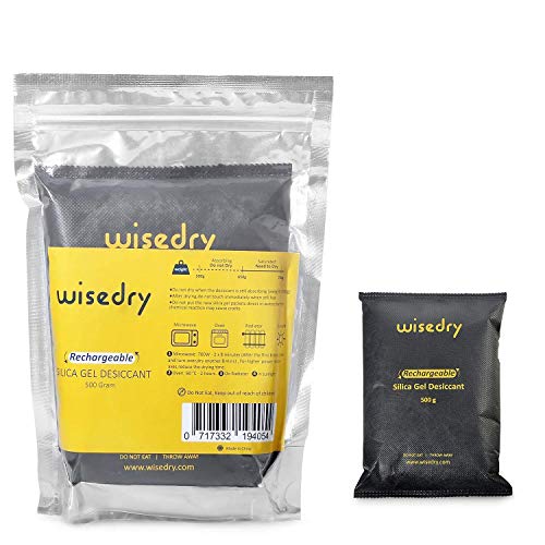 wisedry 500 Gramos x 2 Paquetes [2.2 lbs] Regeneración Gel De Sílice Desecante Los Paquetes Microondas Reactivado rápido Desecante bolsitas Grande Deshumidificadores