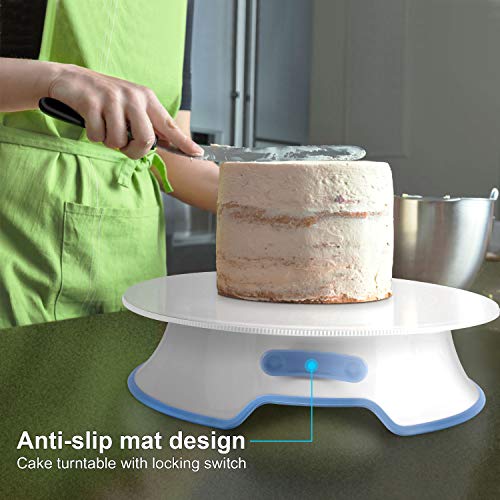 WisFox Decoración de Pasteles, Torta Giratoria con Herramienta de Pastelería, Cortador, Espátula de Formación de Hielo, Scrappers de Pastel
