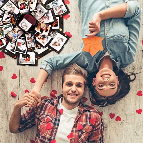 WisFox Explosion Box, Creativo DIY Hecho a Mano Sorpresa Explosión Caja de Regalo Amor Memoria, Álbum de Fotos de Scrapbooking Caja para Cumpleaños Día de San Valentín Aniversario Navidad(3 Pluma)