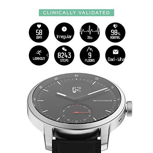 Withings ScanWatch - Reloj inteligente híbrido con ECG, tensiómetro y oxímetro, 42 mm, color Negro
