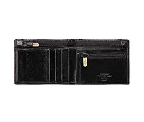 WITTCHEN - Monedero de piel de cicatrices (12 x 9,5 cm), color negro