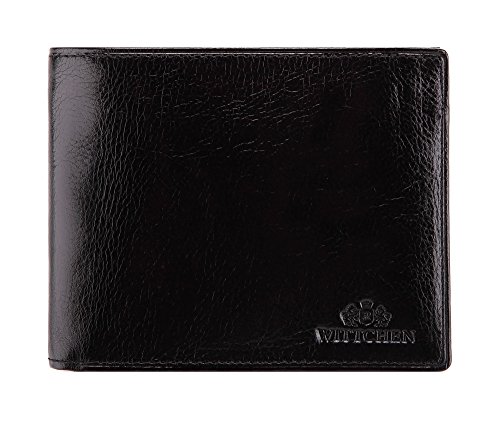 WITTCHEN - Monedero de piel de cicatrices (12 x 9,5 cm), color negro