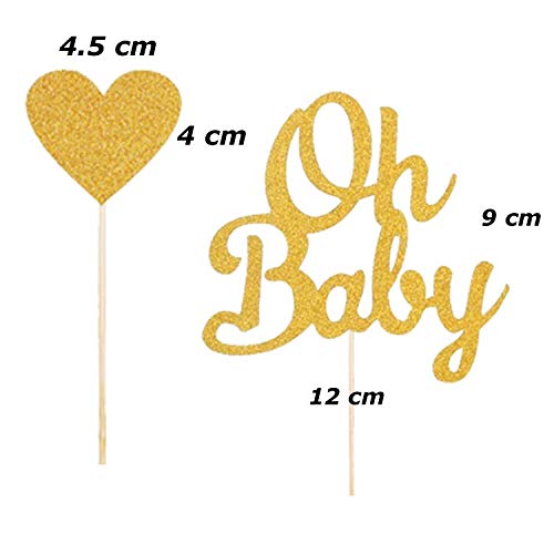 WJGJ Set de Decoraciones para Fiestas Baby Shower de 30 Piezas, Globos de Confeti de Baby Shower de Oro Rosa, Pancarta de Baby Shower y Adornos de Cupcake Toppers