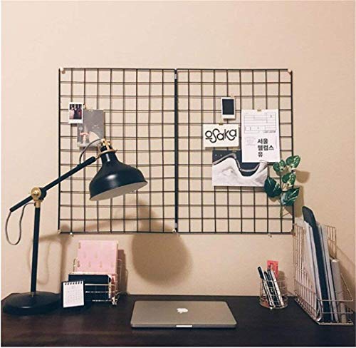 WJSX DIY Hierro Rejilla Cuadrícula Panel/Multifunción Metal Mesh Pared Foto Pared/Decoración de la Pared/Organizador Creativa (Negro, 65 * 45cm)