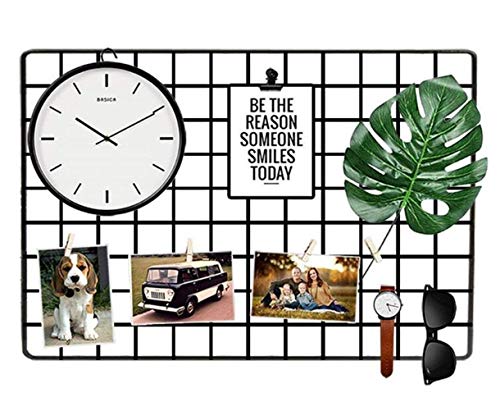WJSX DIY Hierro Rejilla Cuadrícula Panel/Multifunción Metal Mesh Pared Foto Pared/Decoración de la Pared/Organizador Creativa (Negro, 65 * 45cm)