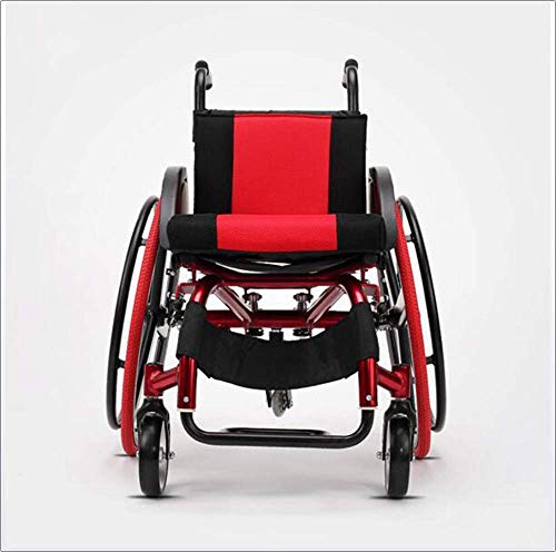 WLD Deportes y tiempo libre Silla plegable para silla de ruedas Portátil con aleación de aluminio ultraligera Liberación rápida Rueda trasera Amortiguador Trolley Discapacitados Ancianos Cond
