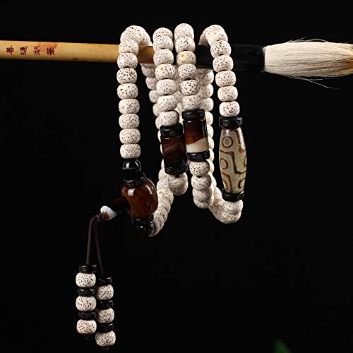 WLOWS Natural Hainan Xingyue Bodhi 108 Pulsera De Cuentas De Buda Pulsera Bodhi Semilla Original Collar De Año Nuevo De Alta Densidad para Hombres Y Mujeres,10mm