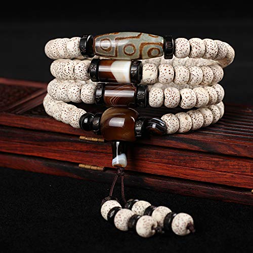 WLOWS Natural Hainan Xingyue Bodhi 108 Pulsera De Cuentas De Buda Pulsera Bodhi Semilla Original Collar De Año Nuevo De Alta Densidad para Hombres Y Mujeres,10mm