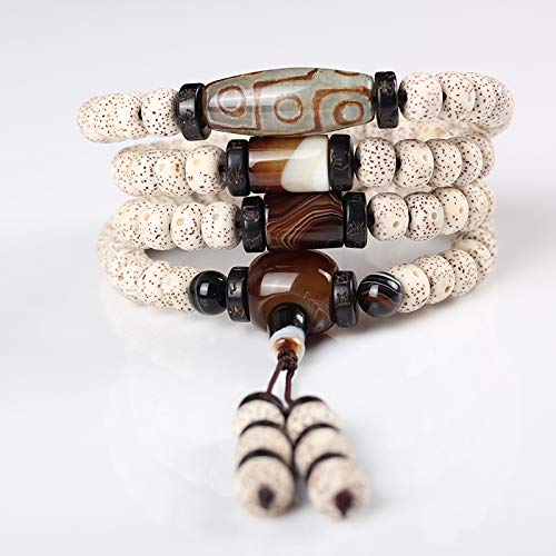 WLOWS Natural Hainan Xingyue Bodhi 108 Pulsera De Cuentas De Buda Pulsera Bodhi Semilla Original Collar De Año Nuevo De Alta Densidad para Hombres Y Mujeres,10mm