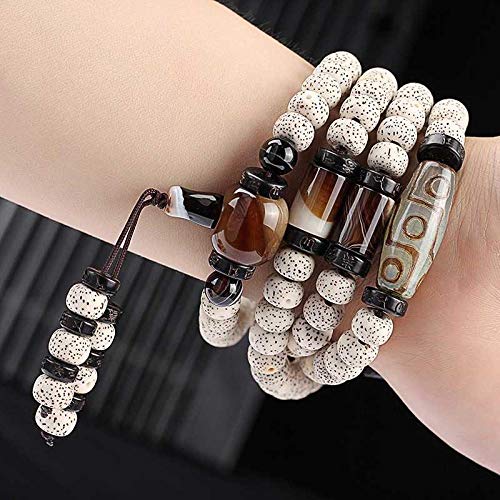 WLOWS Natural Hainan Xingyue Bodhi 108 Pulsera De Cuentas De Buda Pulsera Bodhi Semilla Original Collar De Año Nuevo De Alta Densidad para Hombres Y Mujeres,10mm
