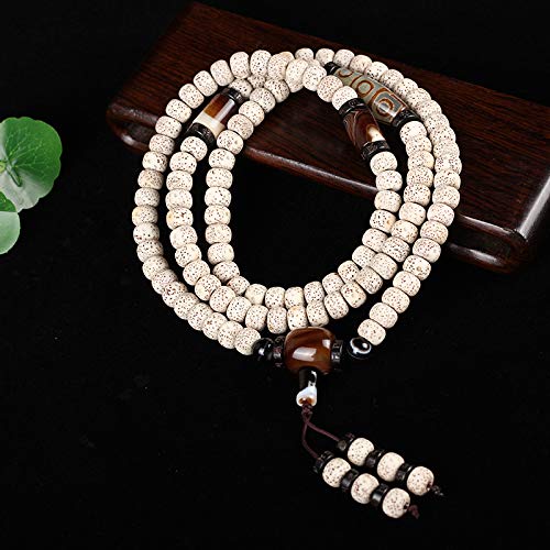 WLOWS Natural Hainan Xingyue Bodhi 108 Pulsera De Cuentas De Buda Pulsera Bodhi Semilla Original Collar De Año Nuevo De Alta Densidad para Hombres Y Mujeres,10mm