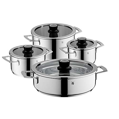 WMF 778046380 Vario Cuisine-Batería de Cocina de 4 Piezas con termómetro Integrado, Acero Inoxidable, 1.9 litros, Cromargan